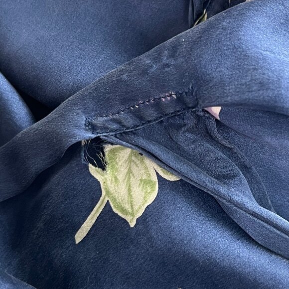 Vintage 100% Silk Floral Print Robe Kimono Duster Cardigan Lounge Quiet Luxury - Picture 6 of 7